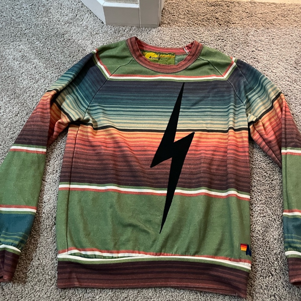 Aviator Nation Tulum Lightening Bolt Serape Sweatshirt Size Small